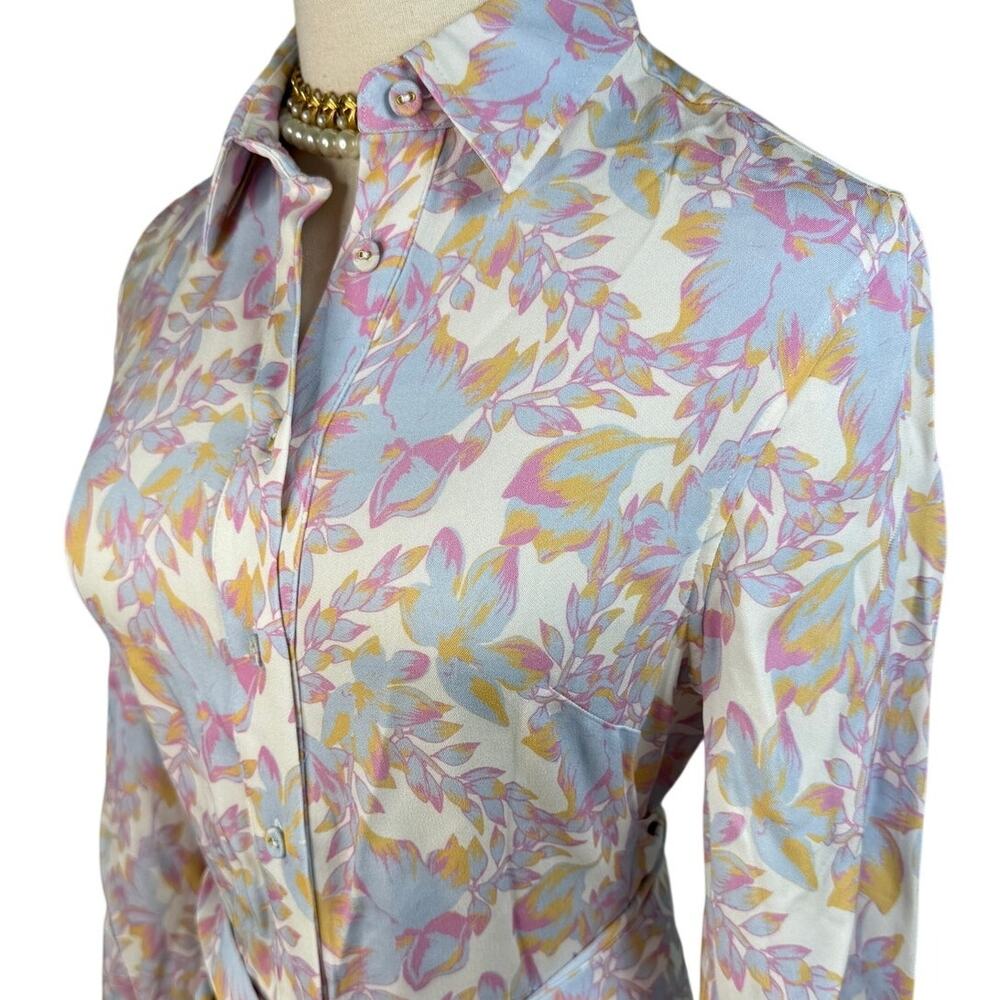Rebecca Vallance Fleur Floral Midi Shirt Dress Tie Waist Pastel size US 2 - Picture 9 of 14